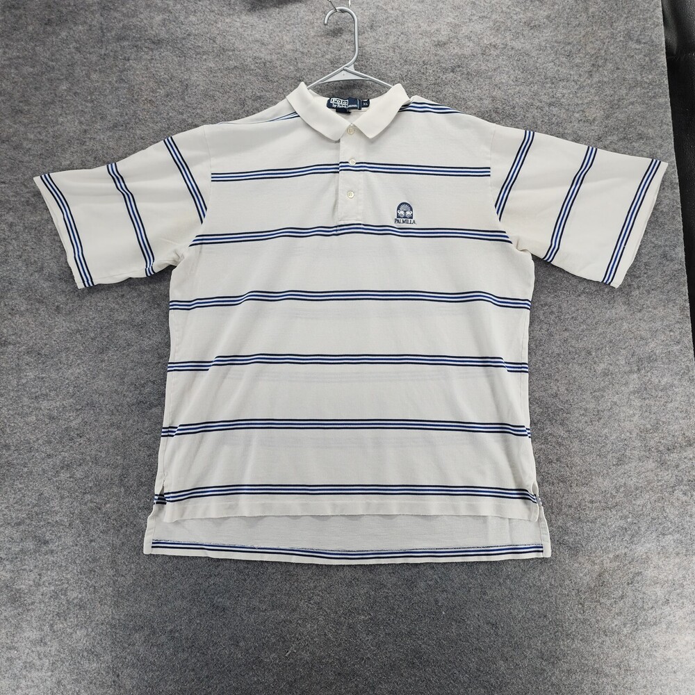 Ralph Lauren Polo Shirt Mens Extra Large Short Sleeve White Striped